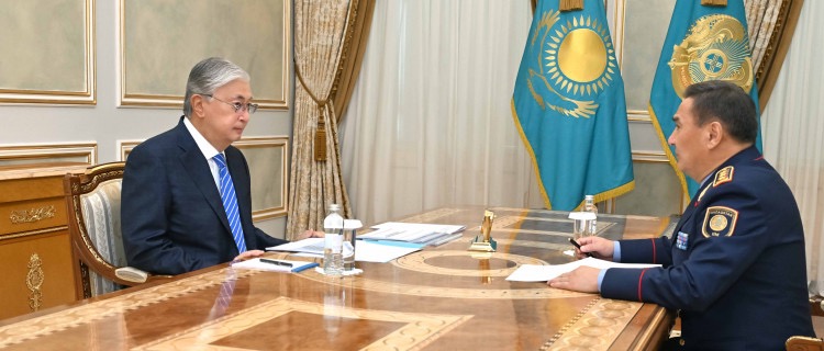 Kazakh Interior Minister Marat Akhmetzhanov briefed President Kassym-Jomart Tokayev